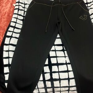 True Religion Black Joggers with Gold embroidered logos